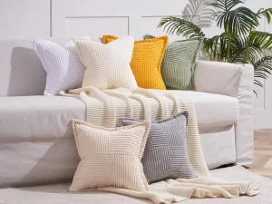 Throw Pillow Cover Multiple Colors Are Available for Selection Invisible Zipper Geometric Stripes Durable Soft Bohemian