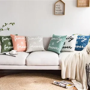 Throw Pillow Home Decorative 18 X 18 Inches Cushion Couch Sofa 100% Cotton Canvas Embroidery Pillows & Cushions