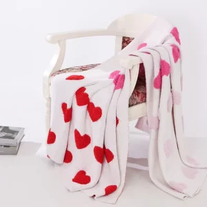 Throws Blanket Long Term Durable Not Easy Deform 50*70 1020g Custom Heart Jacquard Knitted Blanket for Daily Warm Supply