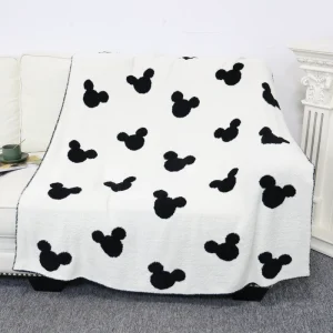Tie Dye Jacquard Chunky Soft Bear Head Knit Blanket Throw for Picnic Bedding Winter Sleep