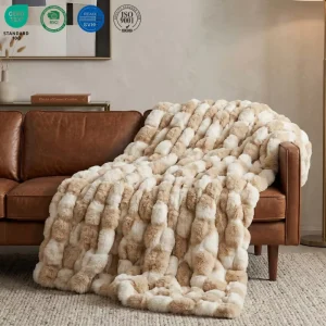 Tie Dye Spandex Double Sided Blanket for Sofa Sleeping Plush Weighted Rabbit Faux Fur Thick Fluffy Blanket for Winter