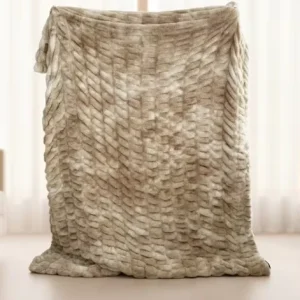 Tie-dye Spandex Faux Rabbit Fur Blanket Thick Warm Autumn Elastic Geometric Checkerboard Pattern Throw