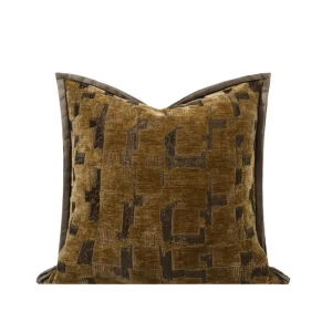 Tiff Home Light Luxury Geometric Woven Cut Velvet Throw Pillow Square Edging Eco-Friendly Removable Washable for Home Beach