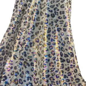 Tiger Digital Printing Stretch Mesh Sequin Fabric Leopard Polyester Lace Net Recycled Sequin Embroidery Wedding