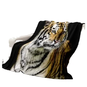 Tiger Lion Print 3D Raschel Blanket 100% Polyester Eco friendly Sherpa Faux Fur Anti static Breathable Tie Throw Nature Inspired