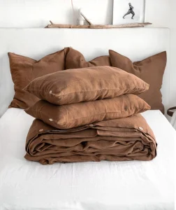 Tobacco Linen Duvet Flat Cover Set Manufacturer Breathable Bedding Bulk Orders King Queen Full Twin Size Available