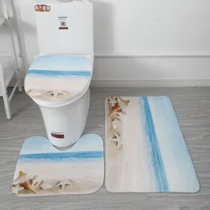 Toilet Seat Cover 3Pcs Set Bath Mat Shower Room Floor Rug Home Bathroom Anti Slip Absorbent Doormat Bathtub Decor Carpet