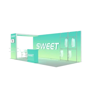 Tool Free Custom Print 10×20 Aluminum SEG LED Backlit Hanging Rack Shelf Display Exhibition Stand