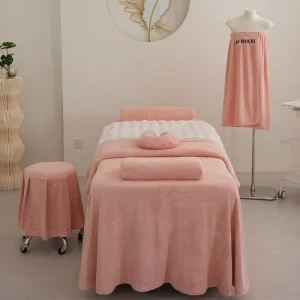 Top Quality Beauty Salon Functional Massage Couch Full Cover Pink Comfortable Body Massage Bed Skirt Sheet