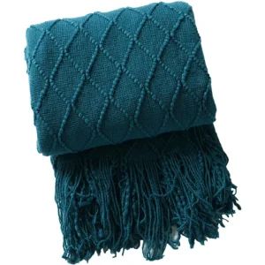 Top Quality Custom Soft Breathe Freely Competitive Price Textured Elasticity Tassel Knitted Throw Blankets