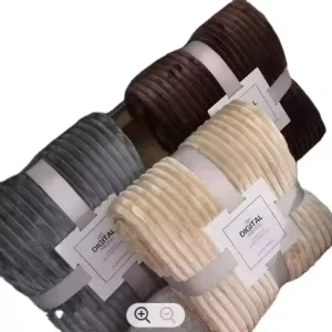 Top Quality Super Soft Stripe Design Pure Color Home Luxury Throw Blankets for Winter