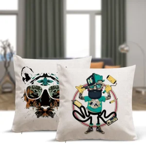 Topjlh Decorative Linen Cushion Cover 40x40cm Throw Pillow Cover Zipper Sofa Pillow Case Home Decoration
