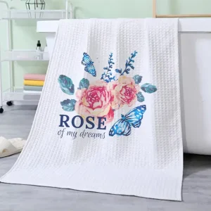Topjlh Personalized Sublimation Blank Waffle Kitchen Tea Towel White Microfiber Cotton Dish Towel with Classic Waffle Pattern