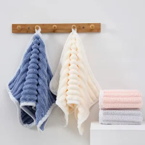 Towel Coral Fleece Large Velvet Extra Thickened Soft Absorbent Striped Face Towel for Home