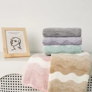 Towel Coral Fleece Water Wave Gradient Absorbent Household Adult Soft Face for Children