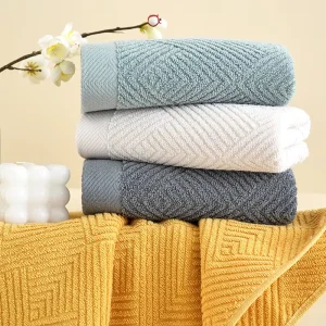 Towel Cotton Thickened Soft Absorbent Printed Long Velvet Solid Color Embroidery Custom Logo for Hotel Adult Couple