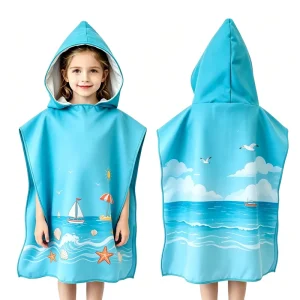 Towel Manufacturer Custom Children’s Windproof Swimming Poncho Bathrobe Towel Baby Printed Beach Towel
