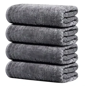 Towels Pack 4 Solid Extra Large Bath Towels 30×60 Inches 100% Cotton Lighter Weight Quicker Dry Super Soft Absorbent