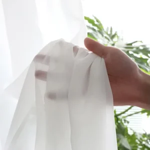 Translucent Tulle White Silk Soft Fiber Fabric Sheer Curtain