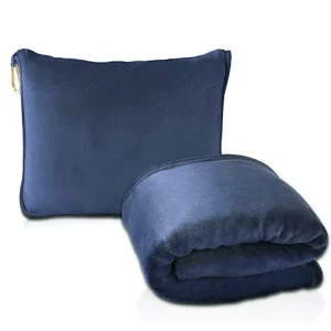 Travel Blanket and Pillow Warm Airplane Blankets for Adults 2 in 1 Bag Compact Plane Blanket for Flight Car Camping Gift
