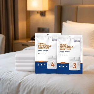 Travel Disposable Bedding Set 3/4 Pcs Individually Wrapped Hotel Bed Sheet Quilt Cover Pillowcase Portable Non woven Set