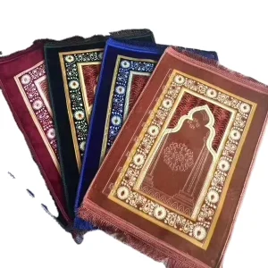 Travel Flocking Jacquard Quilting Soft Memory Foam Muslim Prayer Mats Prayer Rug