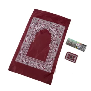 Travel Portable Muslim Travel Prayer Mat with Compass Woven and Cushioned Carpet