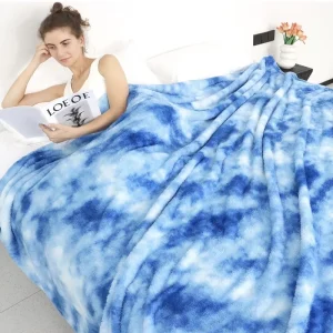 Trendy Colorful Tie Dye Soft Cozy Lightweight Home Bed Decorative Machine Washable Throw Flannel Blanket Use