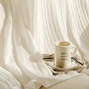 Trendy French Style Modern Minimalist Poly cotton Swallowtail Yarn Tassel Sheer Curtain White Translucent for Living Room