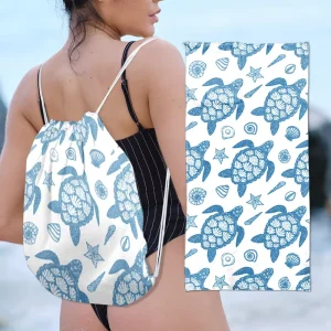 Trendy Terry Microfiber Bath Custom logo 2-in-1 Beach Towels Set Sand Free Quick Dry Luxury Printed Towel Beach Bag