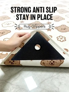 Triangle PU Anti Slip Rug Grippers 200*143mm 8Pcs Color Box Reusable Anti Curl Carpet Pads Traceless Custom Supported