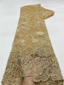 Tricot Knitted Fabric Dress Material for Stage Costume or Wedding Full Beaded Tube Piece Mesh Embroidered for Boys and Girls