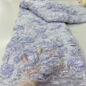 Tricot Knitted Fabric Dress Material for Stage Costume or Wedding Full Beaded Tube and Piece Mesh Embroidered for Boys and Girls