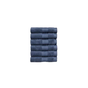 Trident Soft Comfort Air Rich 100% Cotton Face Towels 500 GSM Highly Absorbent Skin Friendly 6Pc Set (30.5×30.5cm) Navy