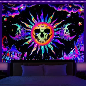 Trippy Blacklight UV Backdrop Wall Hanging for Dorm Decor Unique Teen Birthday Gift
