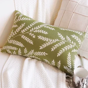 Tropical Botanical Decorative Throw Pillows Dark Green White Fern Cushion Cover Cushion Covers for Sofa Bedroom Home Decor