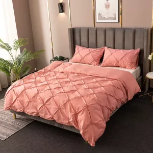 Tufted Floral Ruching Duvet Cover Set Microfiber Fabrics Handcrafted Texture Bedding Durable Hotel Collection