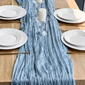 Tulle Dusty Blue Cheesecloth Table Runner Wedding Decoration