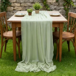 Tulle Fancy Sheer Drape White Sage Green Table Runner Outdoor Wedding Chiffon Cloth for Home Romantic Wedding Banquet