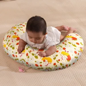 Tummy Time and Bottle Feeding Support Pillow with Machine Washable Cotton Cover
