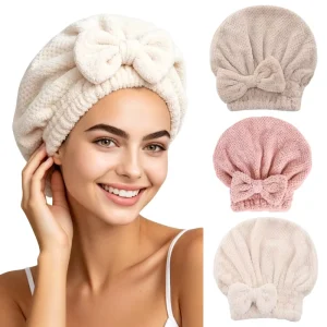 Turban Wraps Hair Drying Towel Pineapple Grid Quick Dry Hair Towel Cap Bow Shower Cap Coral Velvet Dry Hair Cap Hair Towel Wrap
