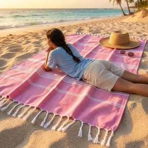 Turkey Cotton Beach Towel Soft Skin-friendly High Water Absorption Custom Logo Printed Beach Towel for Swimming Travel