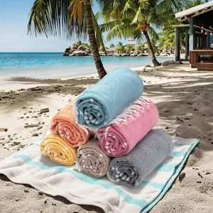 Turkish Adult Oversized Cotton Beach Towel Quick Dry Sand Free Soft Absorbent Novelty Long Stripe Luxury Tropical Style