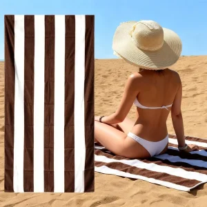 Turkish Beach Towel Oversized Plush 500g Cotton Sand Free Quick Dry