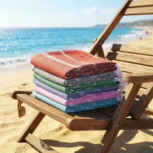 Turkish Fringed Beach Towel Color Woven Striped Cotton Beach Blanket Bath Towel Factory Custom made
