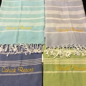 Turkish Microfiber Beach Towel with Tassels and Striped Pattern Quick-Drying Customizable with Embroidery