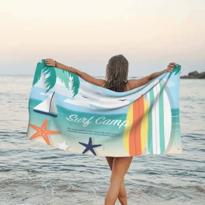 Turkish Novelty Modern Tropical Beach Towel Ocean Landscape Printed Quick Dry Absorbent Microfiber Large Seaside Vacation