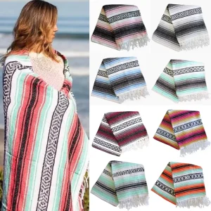 Turkish Style Beach Towel Woven Polyester Cotton Customizable Blanket Quick Dry Mexican Custom Logo Bulk Tassel Diamond