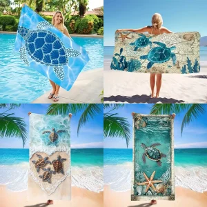 Turtle Beach Towel Digital printed Microfiber European American style Absorbent Quick drying