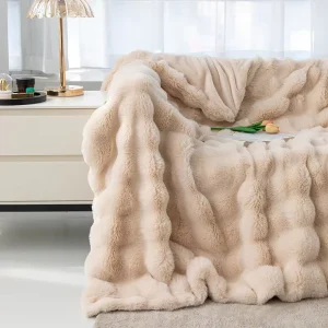 Tuscan Bubble Rabbit Flannel Blanket with Print Pattern Casual Four Seasons Air Conditioning Cover for Winter Naps on Sofa Bed